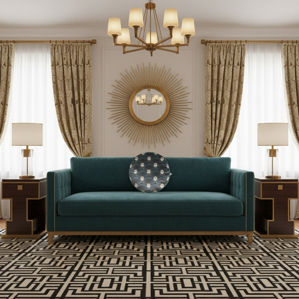 Martini Deco Velvet Round Cushion