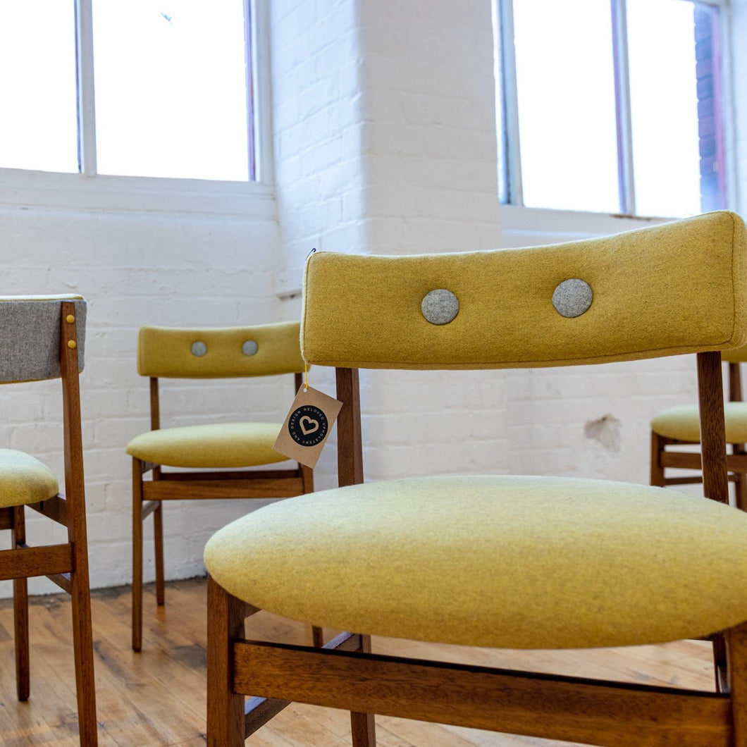 Big Button Two Tone Mid-Century Dining Chairs.